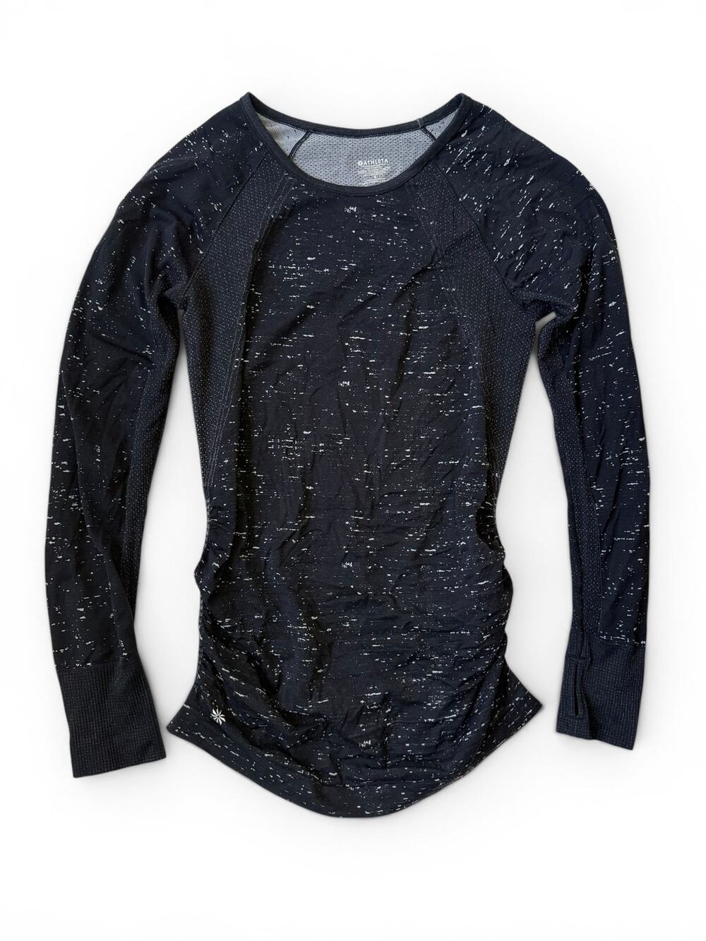 Athleta Black Speckled Long Sleeve Athletic Base Layer Top Stretch Women's Small
